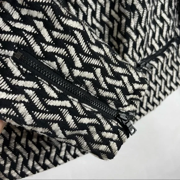 Alice + Olivia Black White Sahara Basket Weave Jacket Shoulder Pads XS - Picture 3 of 6